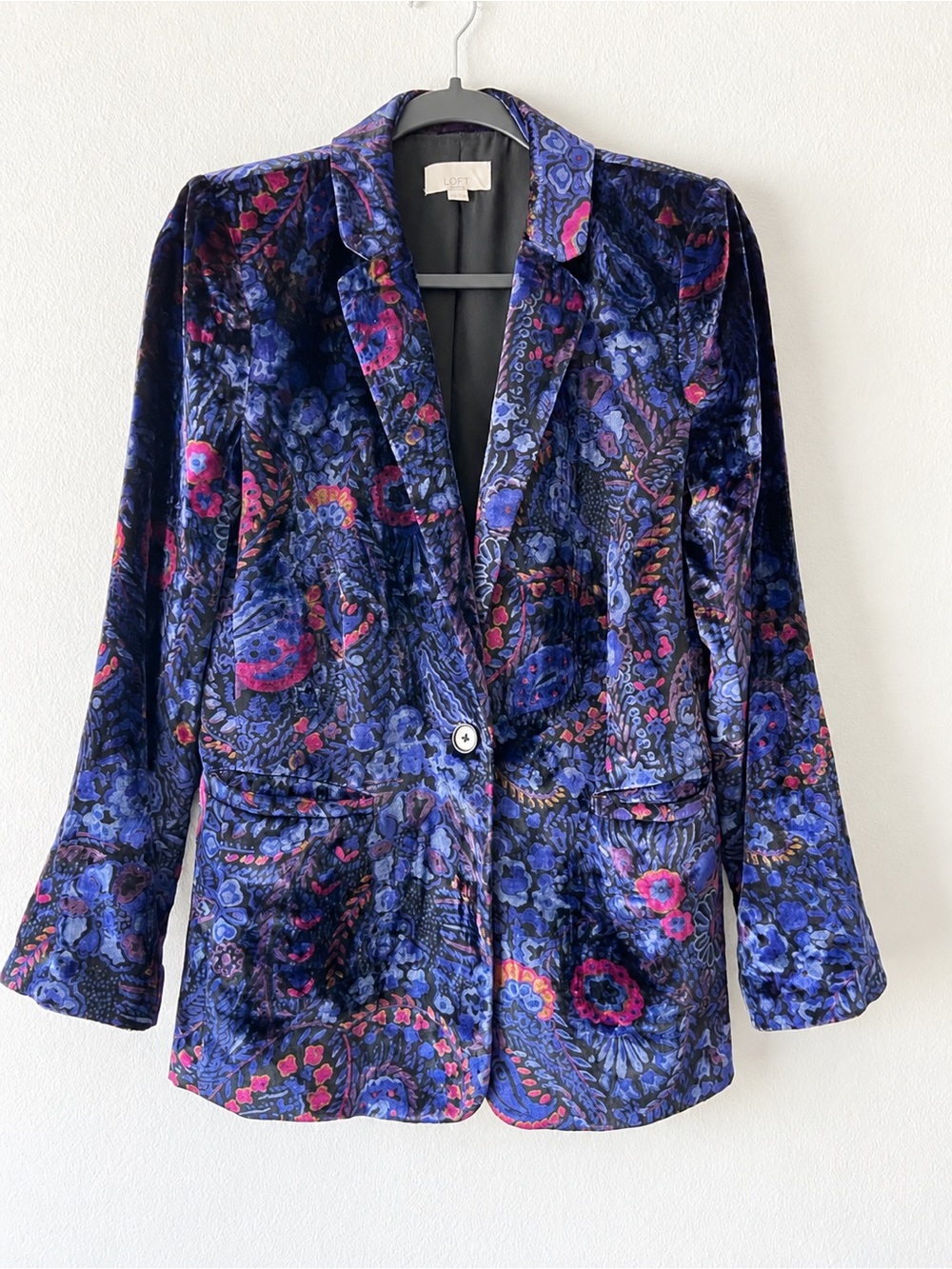 LOFT Petites Floral Paisley Blazer Jacket Blue Purple Size 10P